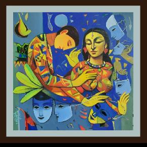 Krishna 2_24x24 square acrylic Painting on canvas
