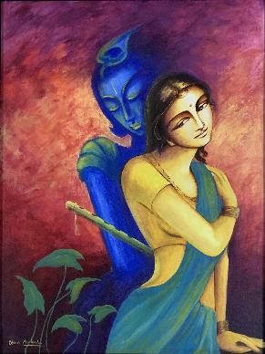 Krishna 2_24x24 square acrylic Painting on canvas